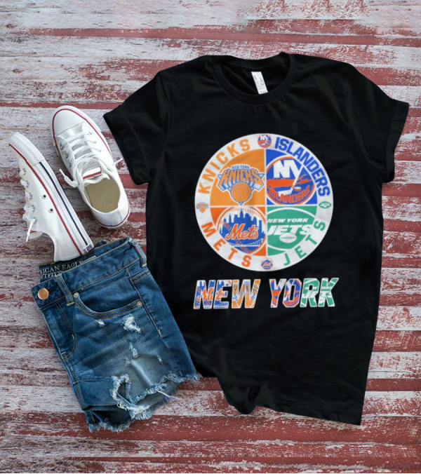 Knicks Islanders Mets Jets New York Sports Team Collaboration T-Shirt