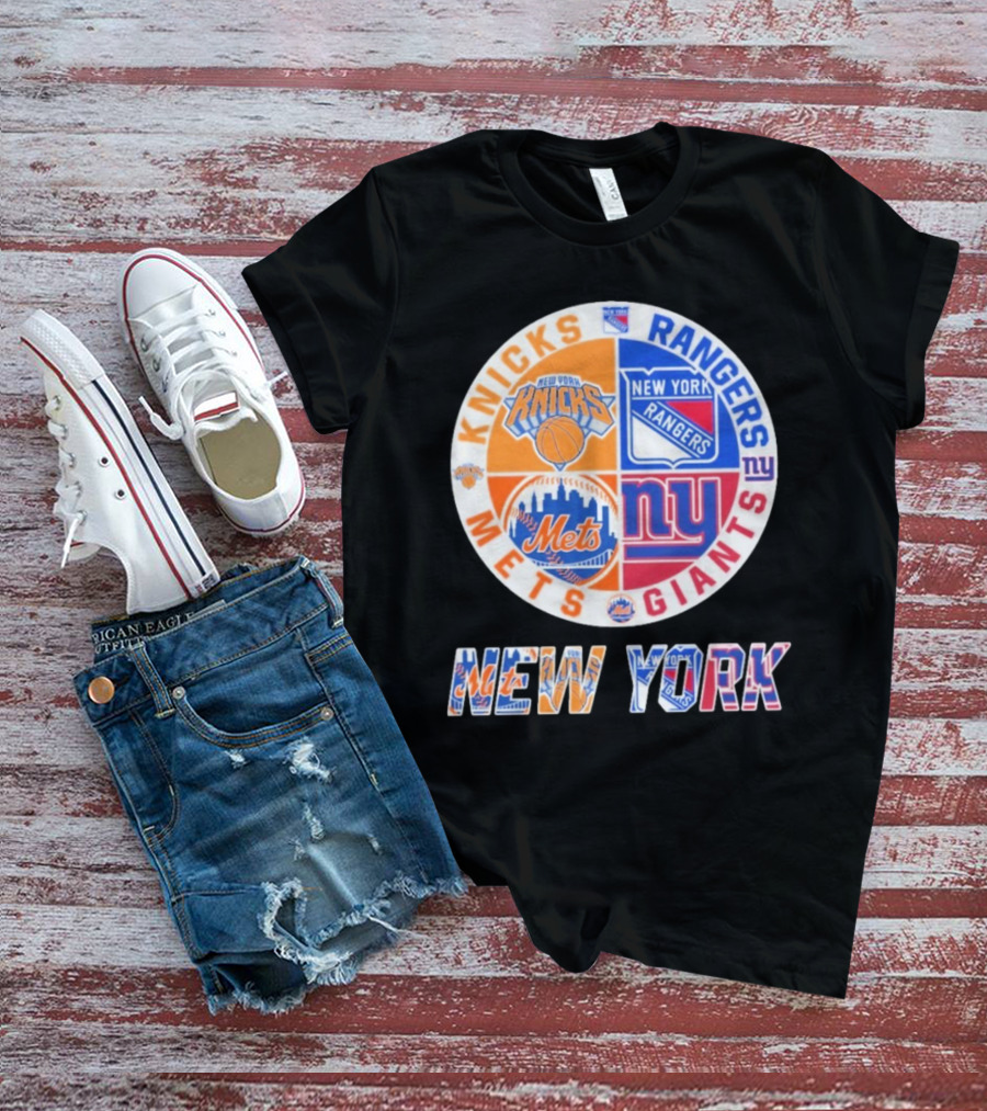 New York Knicks Rangers Mets Giants Mashup T-Shirt
