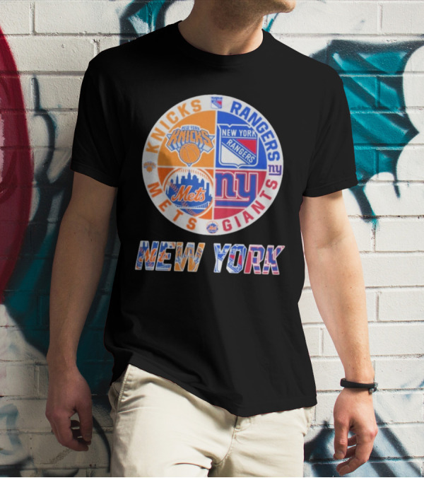 New York Knicks Rangers Mets Giants Mashup T-Shirt