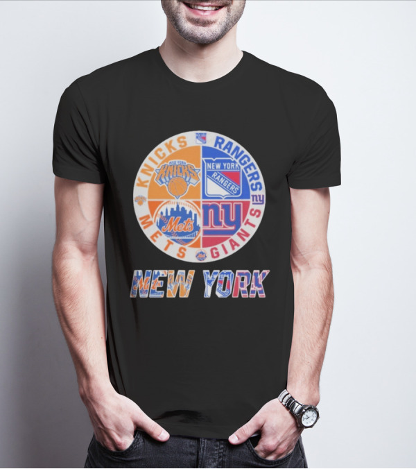 New York Knicks Rangers Mets Giants Mashup T-Shirt