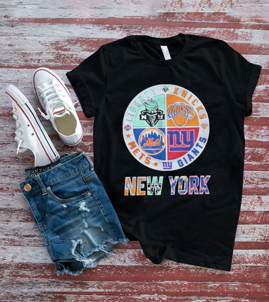 New York Liberty Knicks Mets Giants Yankees T-Shirt