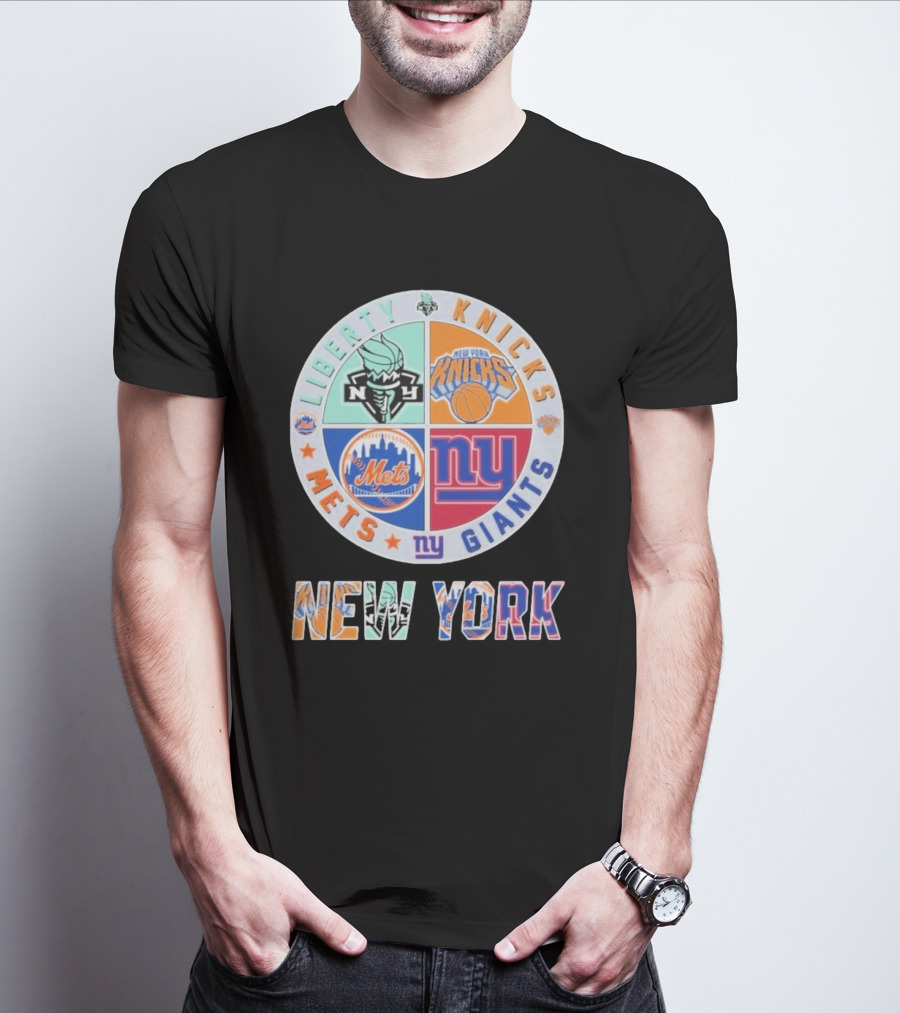 New York Liberty Knicks Mets Giants Yankees T-Shirt