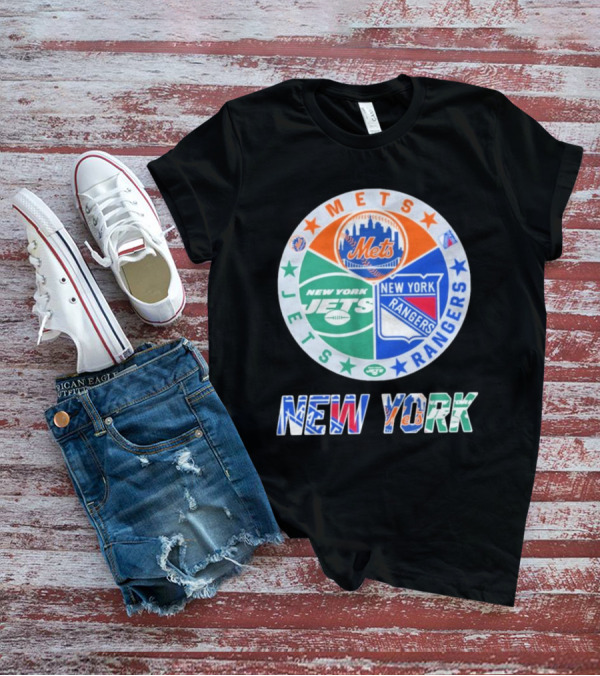 New York Mets Jets Rangers Logo Collaboration T-Shirt