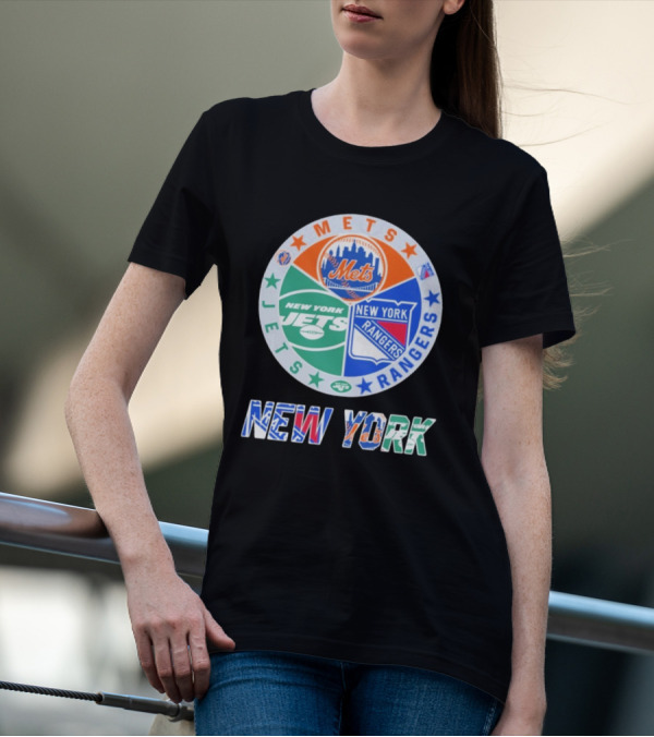 New York Mets Jets Rangers Logo Collaboration T-Shirt