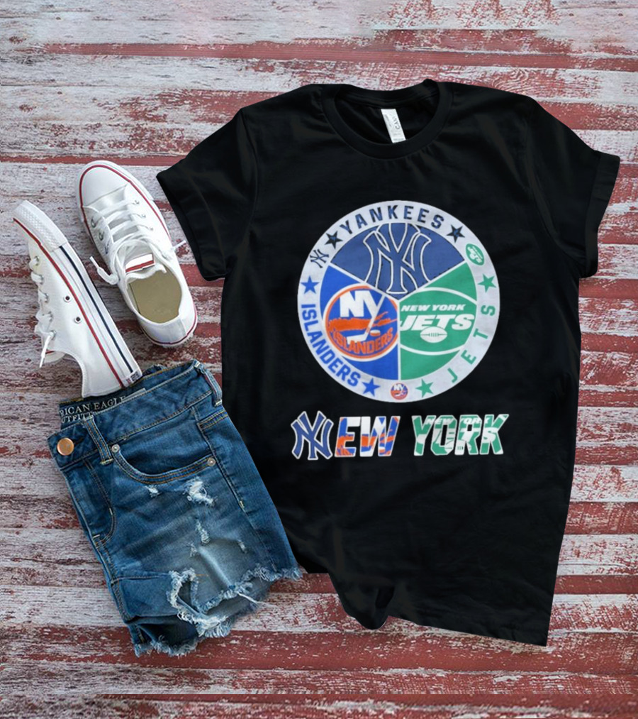 Yankees Islanders Jets New York Yankees X New York Jets X New York Islanders T-Shirt