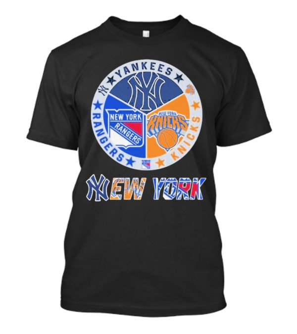 Yankees Rangers Knicks New York Sports Collaboration T-Shirt