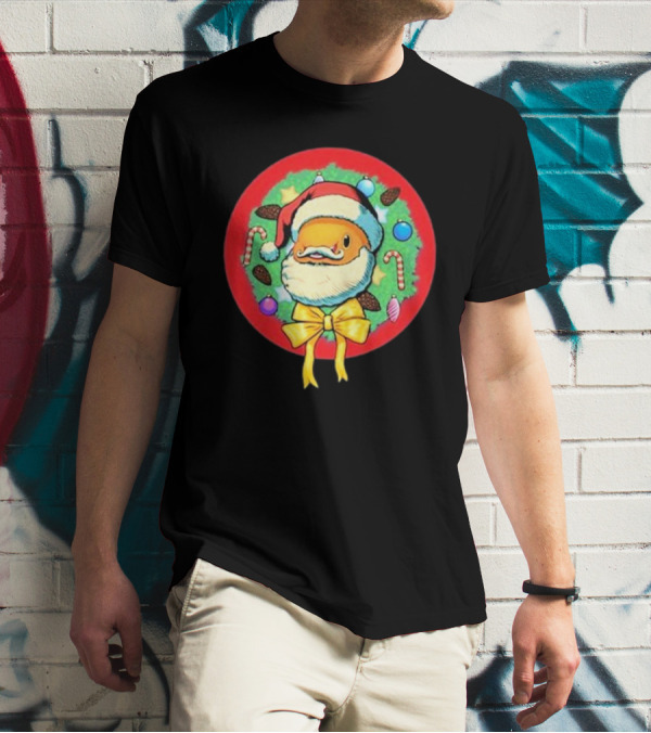 The Why Files Happy Holidays Santa Fish With Christmas Wreath And Candy Canes T-Shirt