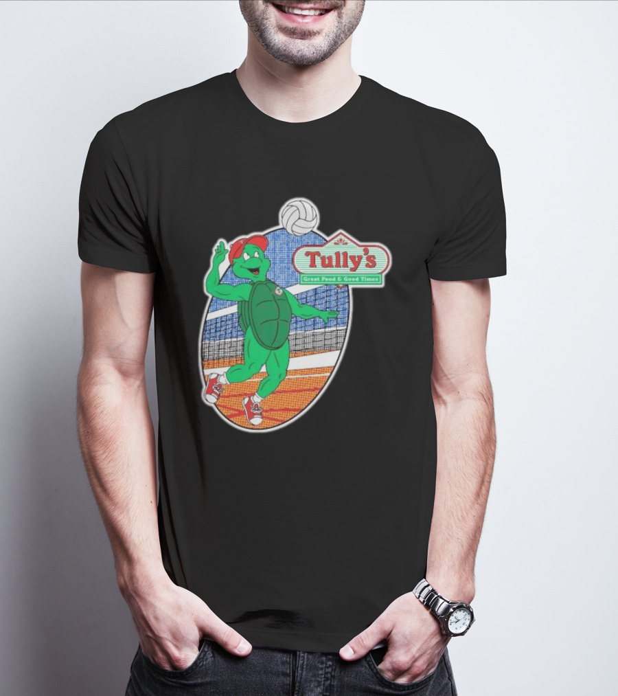 Tully’s Volleyball Great Food And Good Times Turtle Player T-Shirt