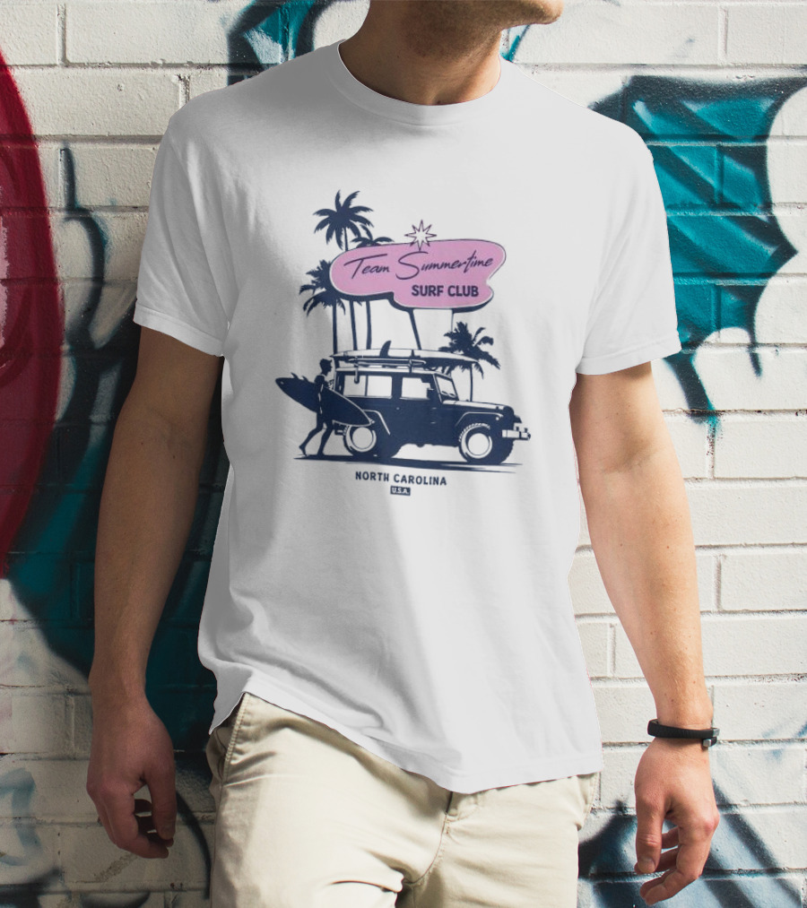 Team Summertime Surf Club Jeep Adventure North Carolina USA T-Shirt
