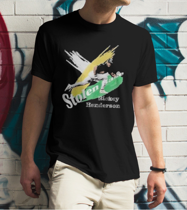 Rickey Henderson Stolen Base Dynamic Action T-Shirt