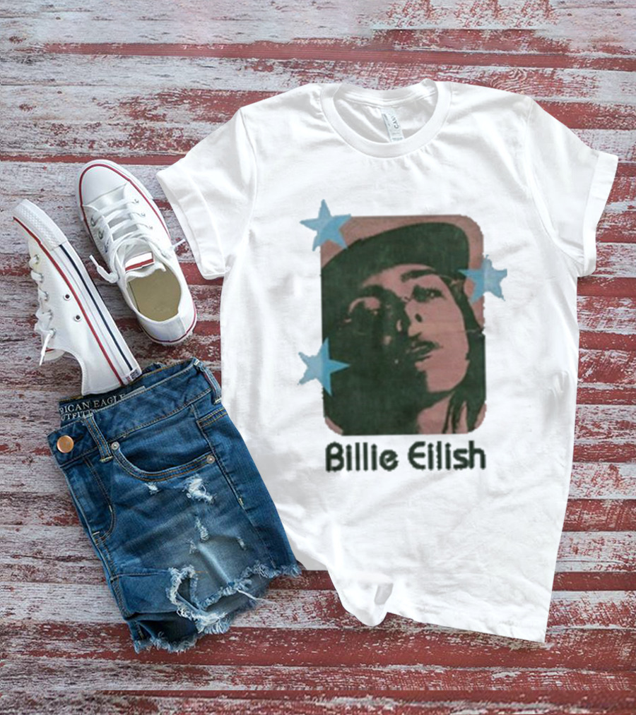 Billie Eilish Vintage Portrait With Stars T-Shirt