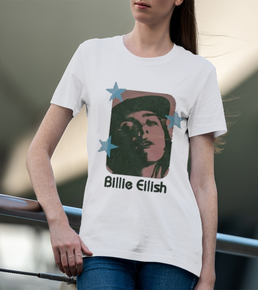 Billie Eilish Vintage Portrait With Stars T-Shirt