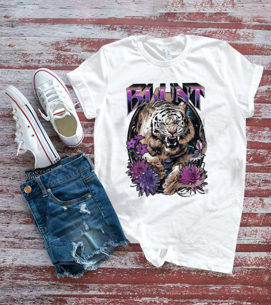 BLunt Fierce Tiger With Flowers T-Shirt