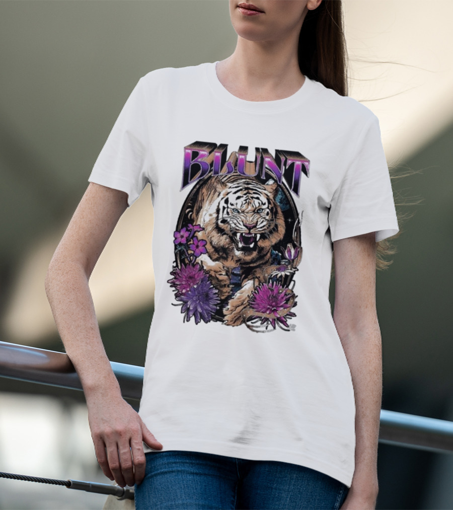 BLunt Fierce Tiger With Flowers T-Shirt