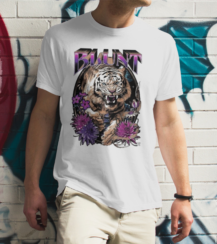 BLunt Fierce Tiger With Flowers T-Shirt