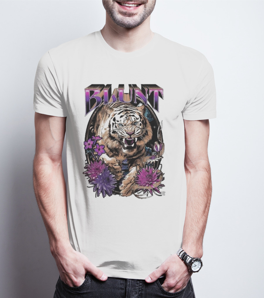 BLunt Fierce Tiger With Flowers T-Shirt