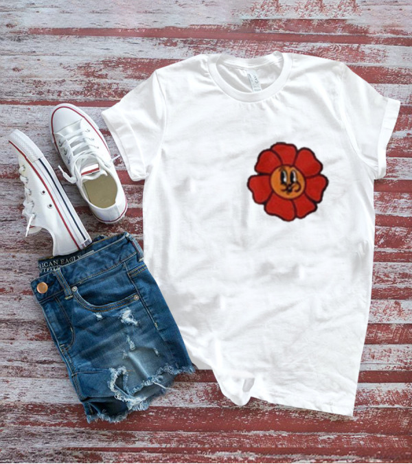 Ludwig Mogul Mogi Red Flower Cartoon Face T-Shirt