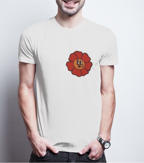 Ludwig Mogul Mogi Red Flower Cartoon Face T-Shirt