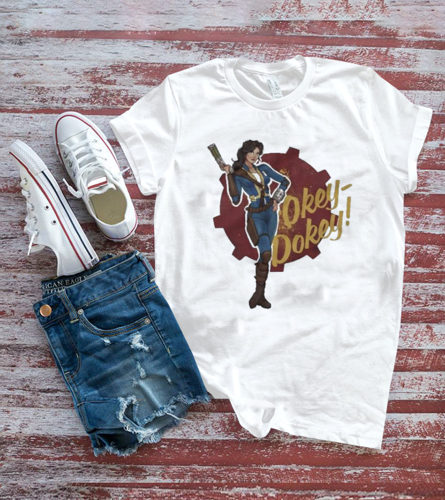 Spartan117gw Lucy Okey Dokey Fallout Vault Suit Gear Iconic Pose T-Shirt