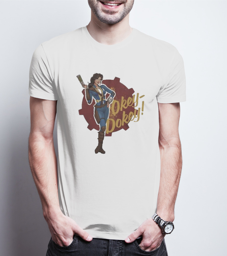 Spartan117gw Lucy Okey Dokey Fallout Vault Suit Gear Iconic Pose T-Shirt