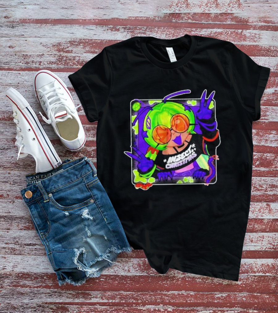 Izzy Gijinka Insect Christmas Peace Pose With Bright Colors And Glasses T-Shirt