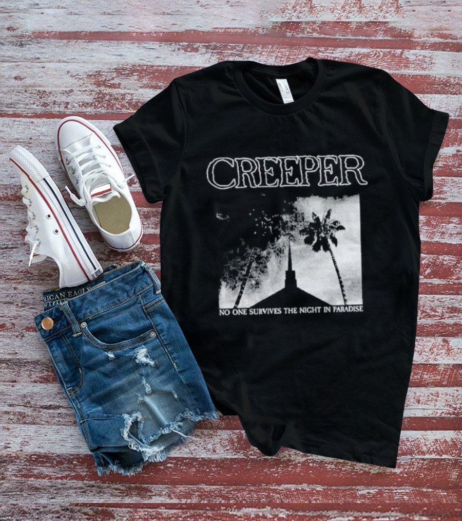 Creeper No One Survives The Night In Paradise Palm Trees And Church Spire Dark Aesthetic T-Shirt