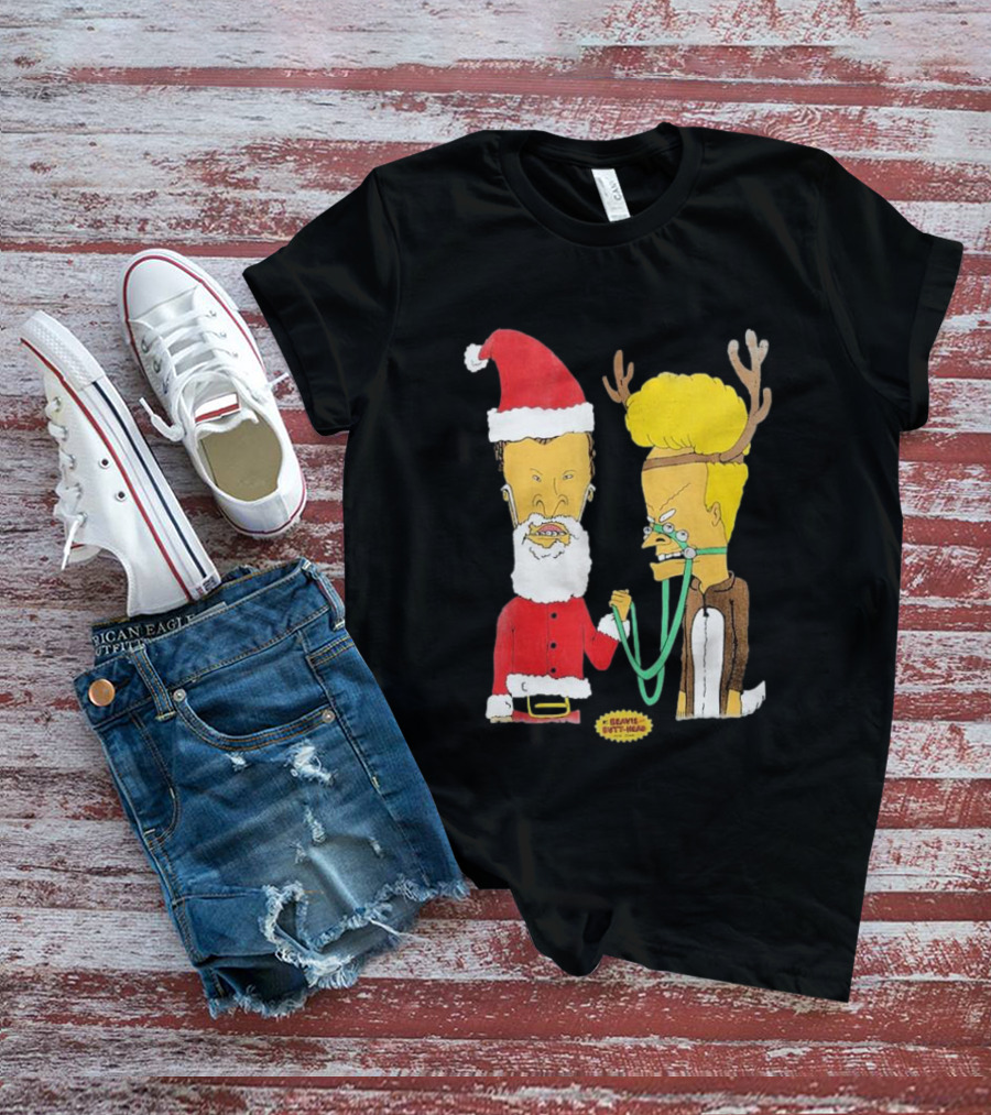 Beavis And Butt-head Santa And Reindeer Christmas T-Shirt