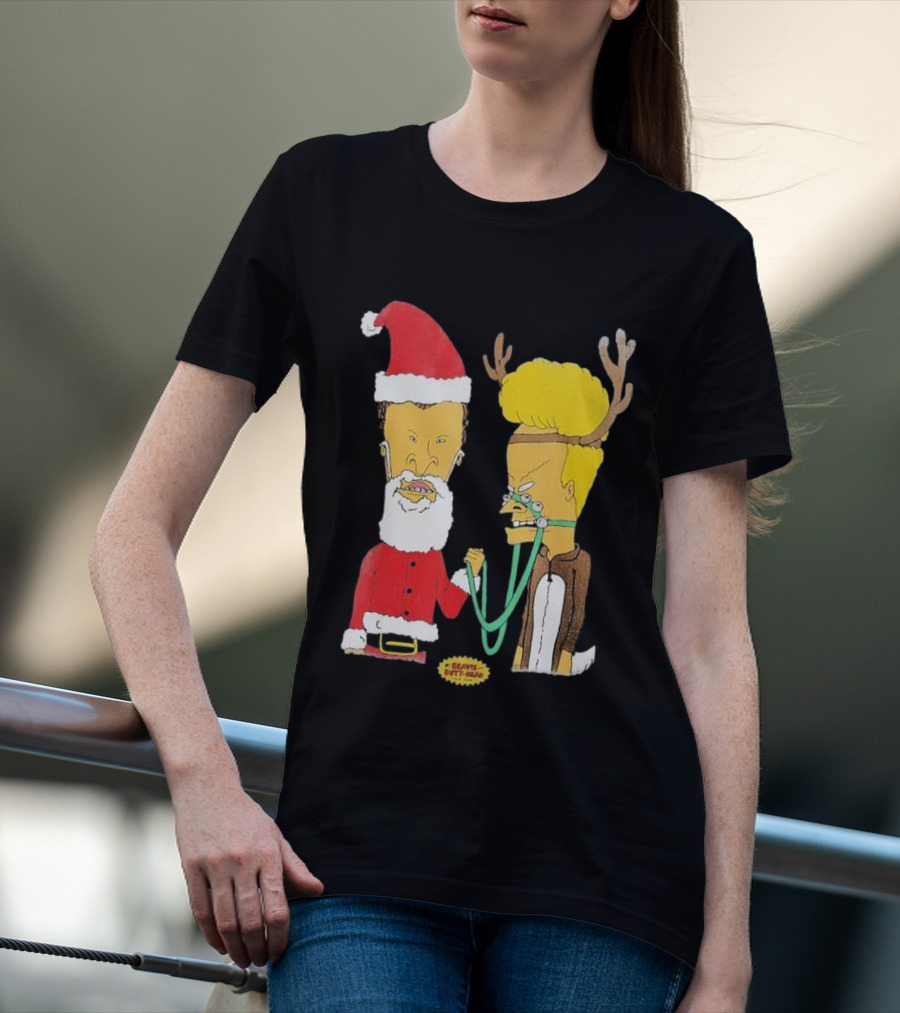 Beavis And Butt-head Santa And Reindeer Christmas T-Shirt