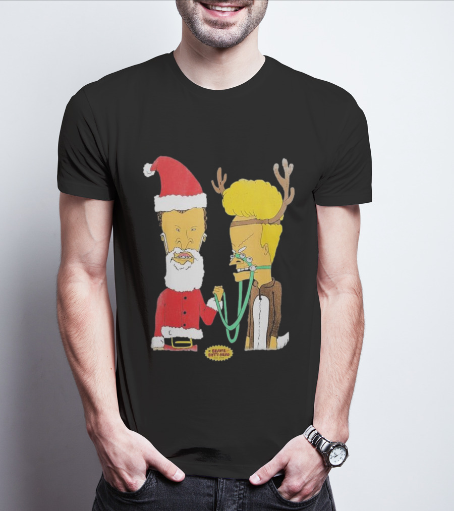 Beavis And Butt-head Santa And Reindeer Christmas T-Shirt