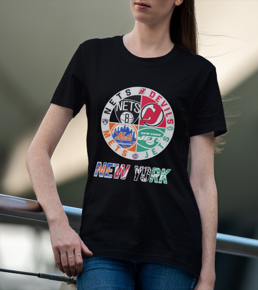 Brooklyn Nets New Jersey Devils New York Mets Jets New York T-Shirt