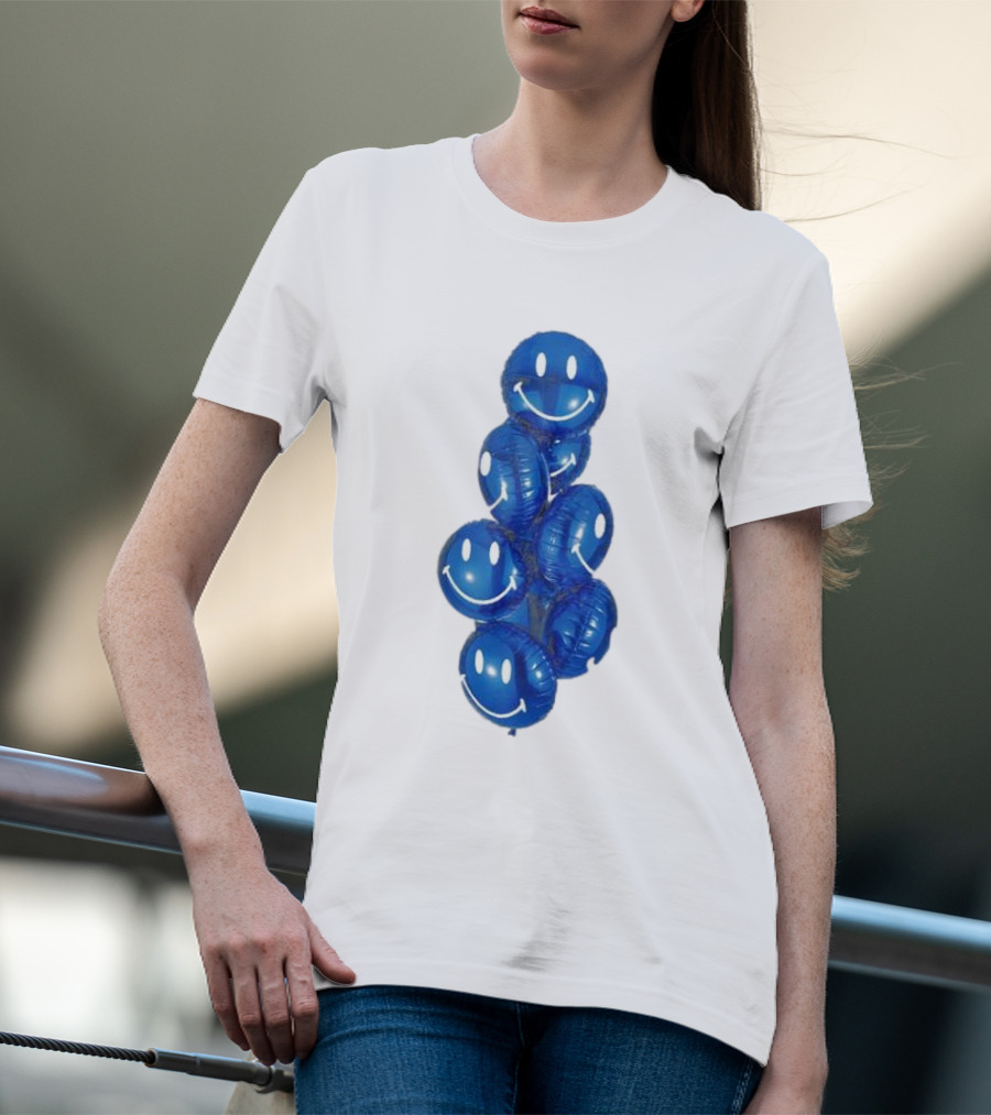 Smiley Celebration Blue Balloons T-Shirt