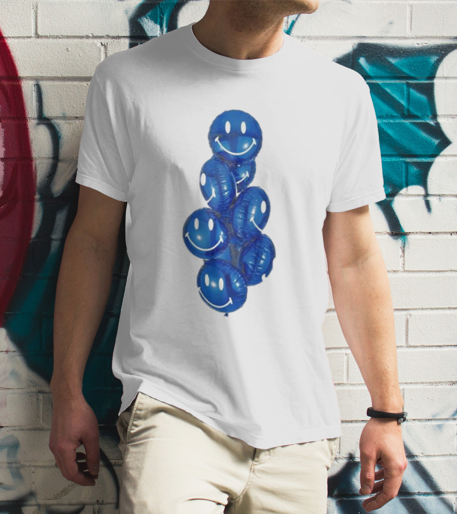 Smiley Celebration Blue Balloons T-Shirt