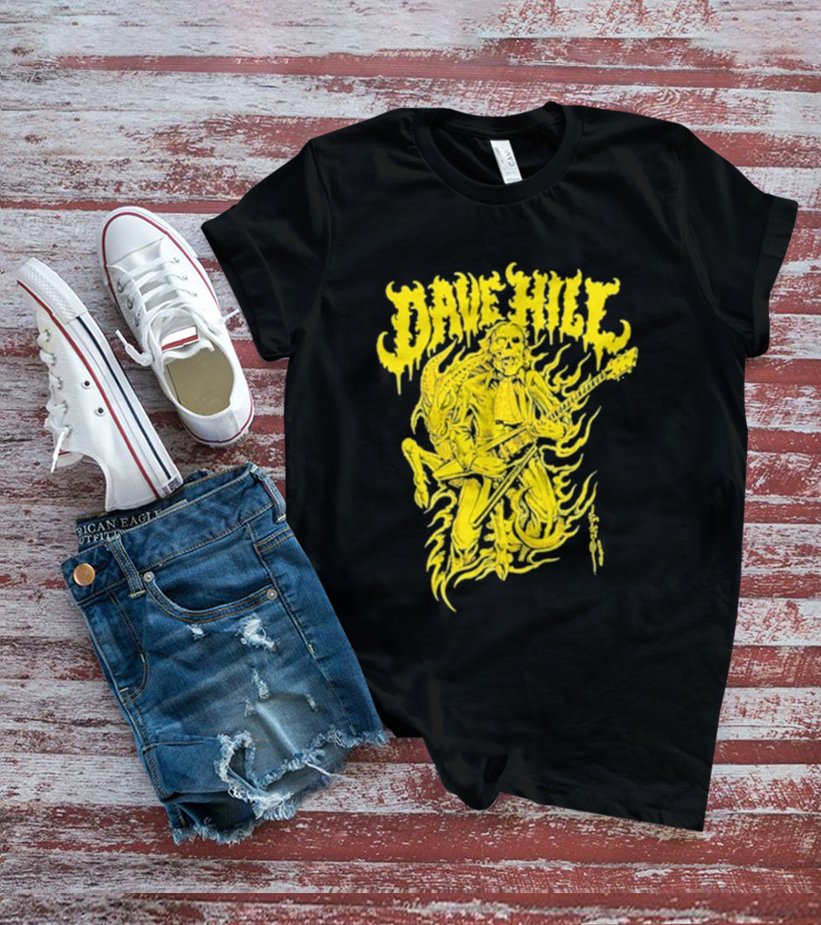 Dave Hill Skullface Yellow Flame Guitar Art By Tim Lehi T-Shirt
