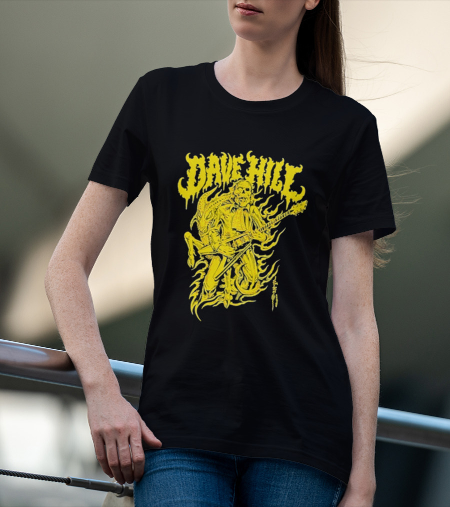 Dave Hill Skullface Yellow Flame Guitar Art By Tim Lehi T-Shirt