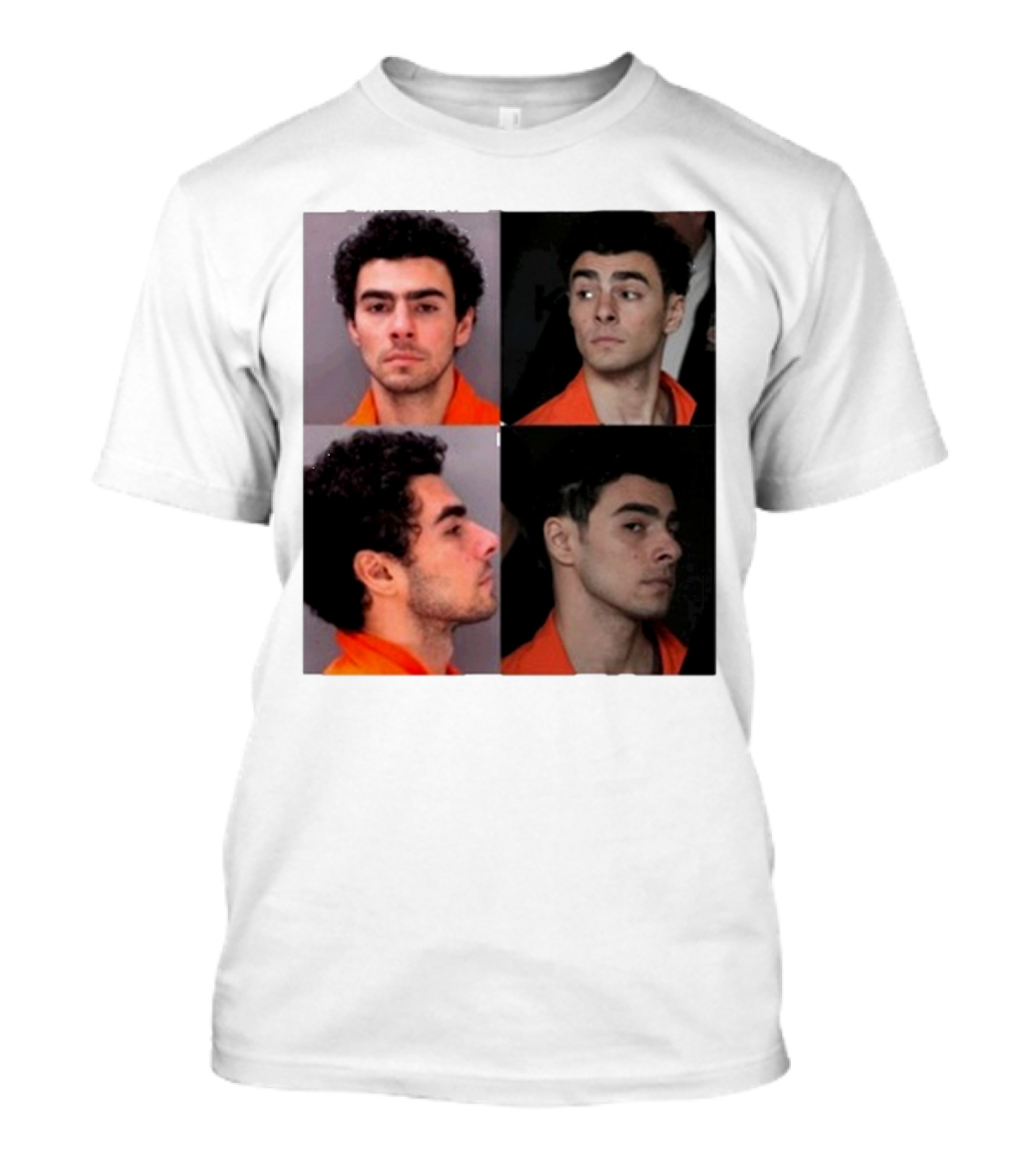 Multifaceted Expression Of Luigi Mangione In Orange Attire T-Shirt