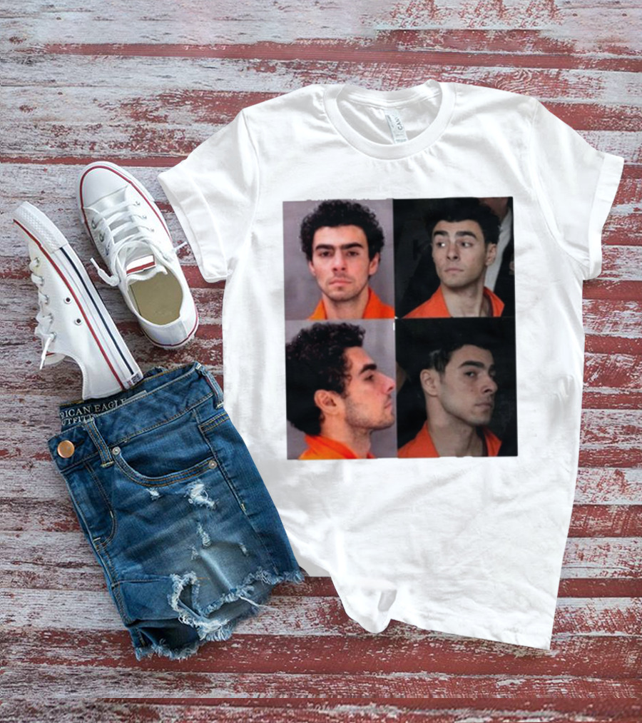 Multifaceted Expression Of Luigi Mangione In Orange Attire T-Shirt