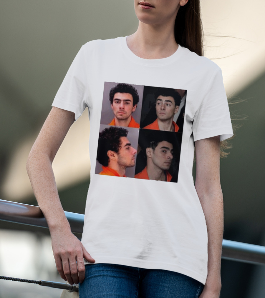 Multifaceted Expression Of Luigi Mangione In Orange Attire T-Shirt