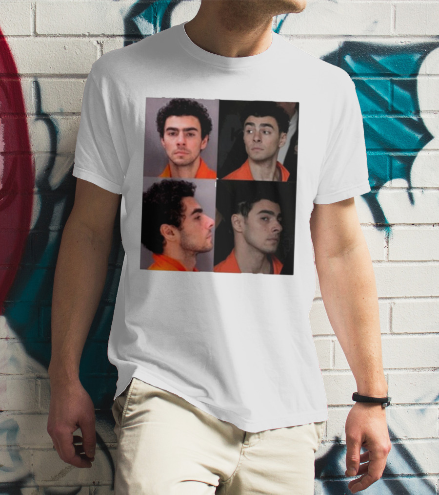 Multifaceted Expression Of Luigi Mangione In Orange Attire T-Shirt