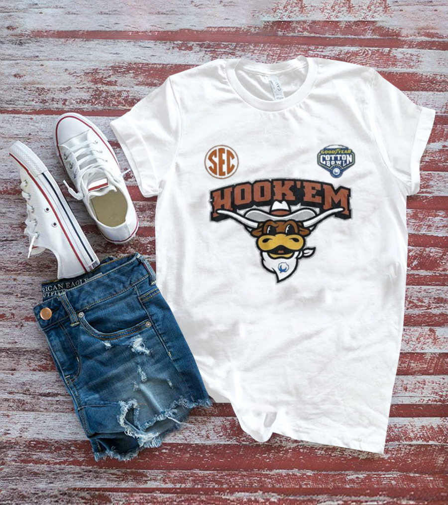 SEC Hook 'Em Texas Longhorns Goodyear Cotton Bowl 2025 T-Shirt