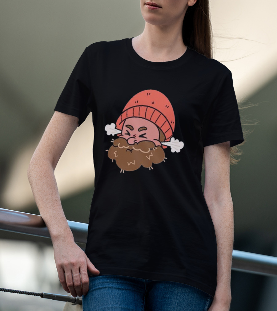 BHN Chewie Foo Foo Bearded Cartoon Character With Red Beanie And Steaming Ears T-Shirt