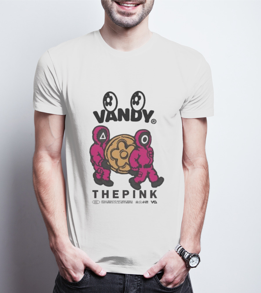 Squid Game X Vandythepink Soldiers Vandy The Pink Collaboration Featuring Iconic Candy T-Shirt