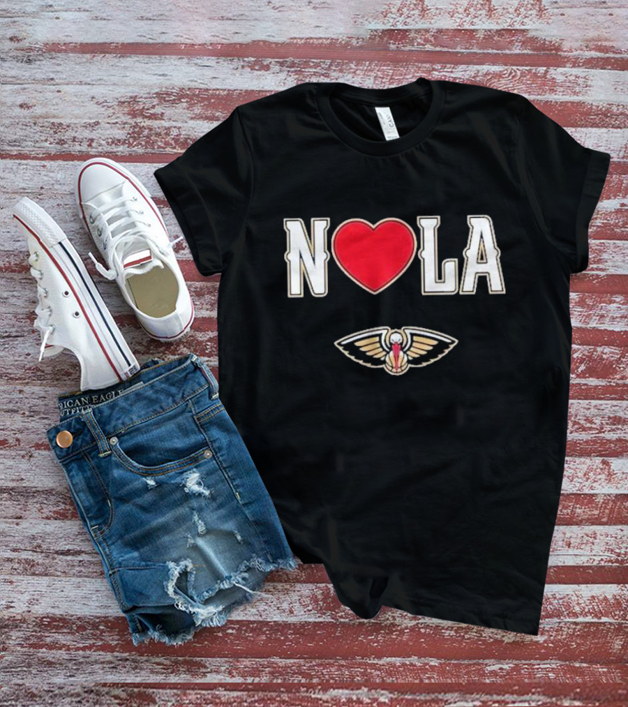 New Orleans Pelicans Heart NOLA Love With Pelicans T-Shirt