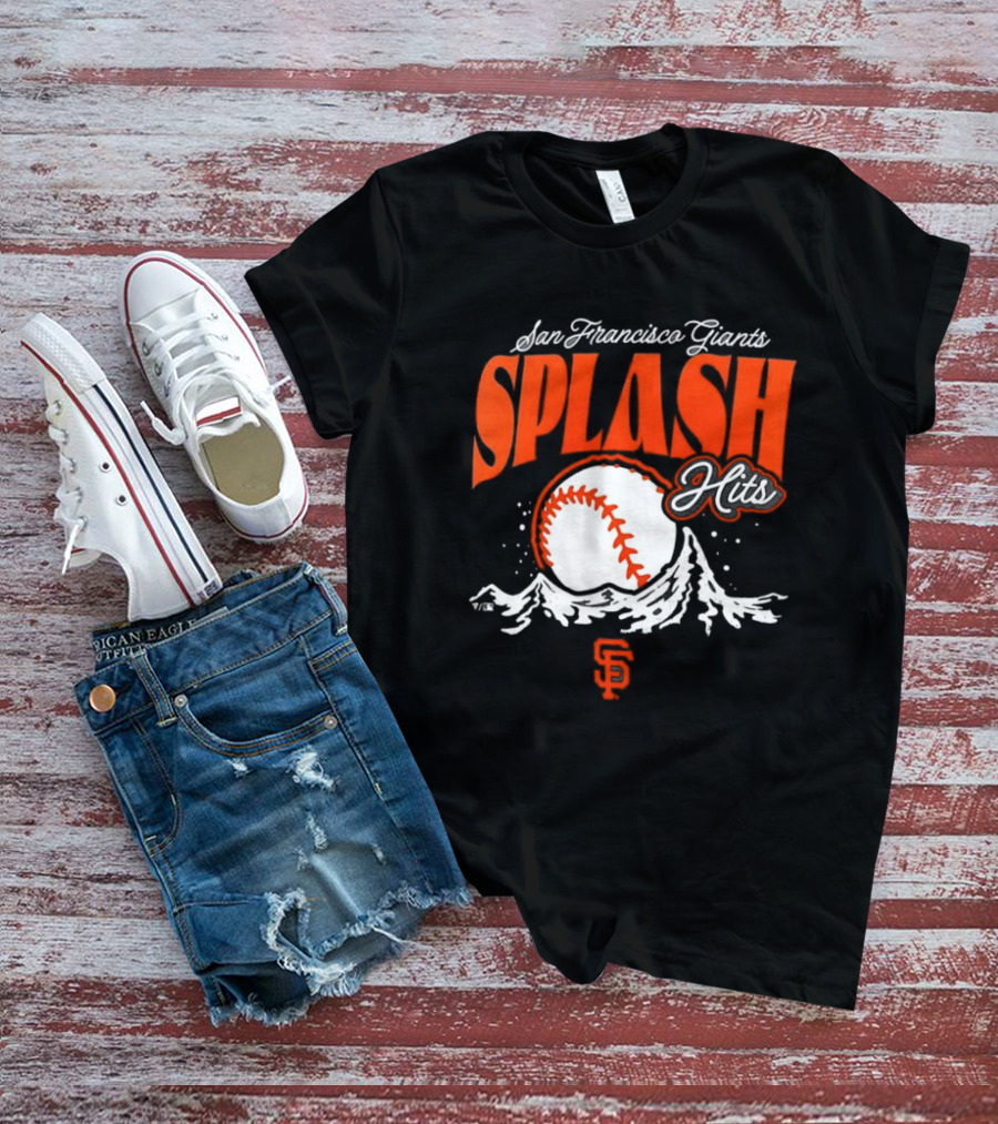 San Francisco Giants Splash Hits Baseball Waves And Number 9 T-Shirt