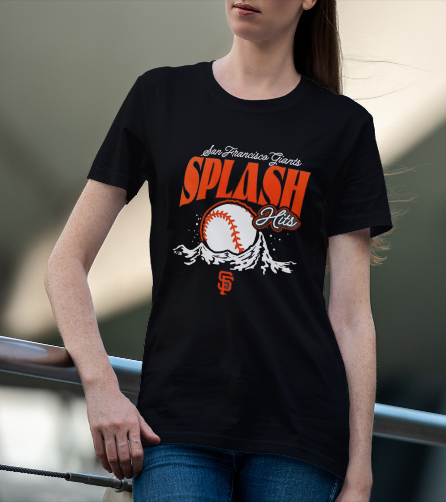 San Francisco Giants Splash Hits Baseball Waves And Number 9 T-Shirt