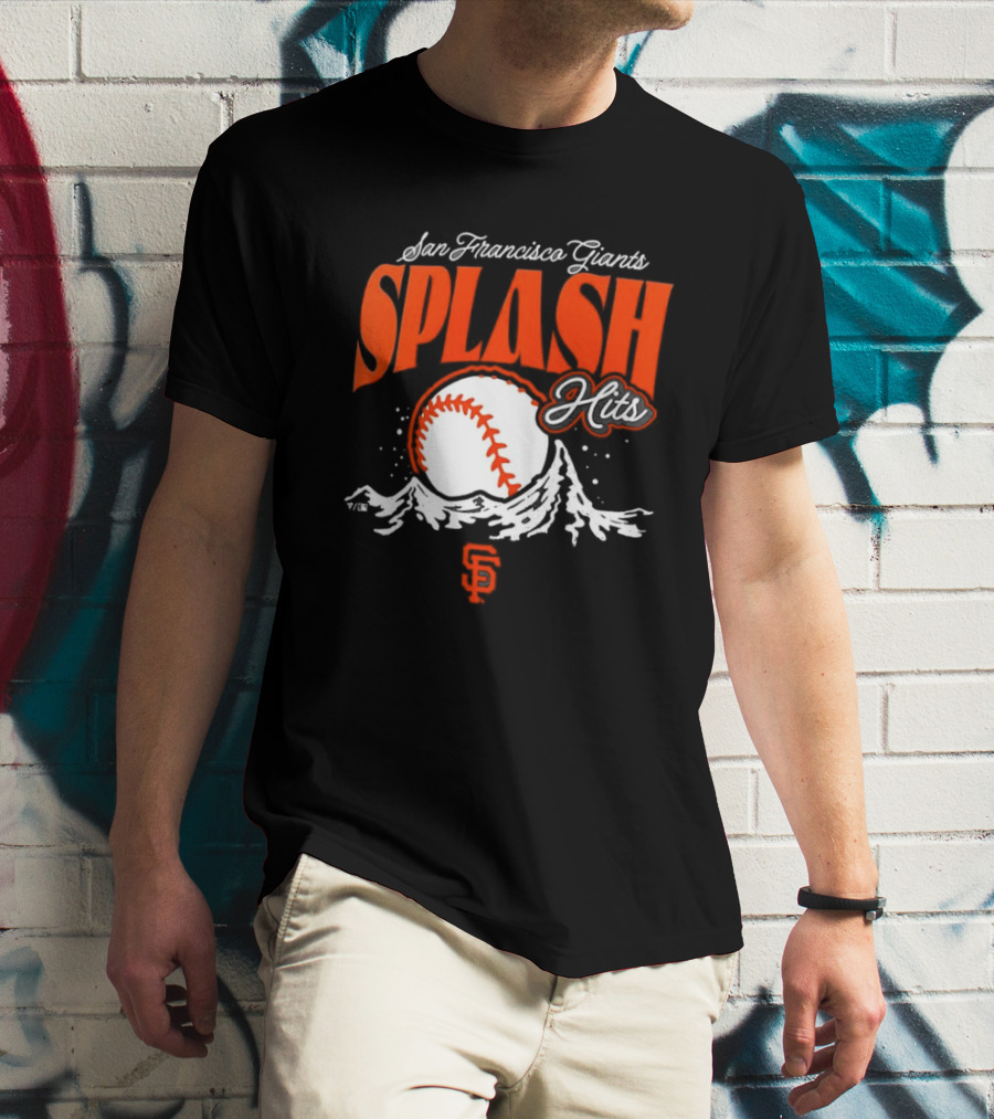San Francisco Giants Splash Hits Baseball Waves And Number 9 T-Shirt