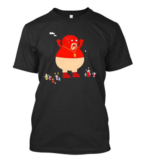 Simon Oxley Neanderfools Giant Red Character Dollar Necklace T-Shirt