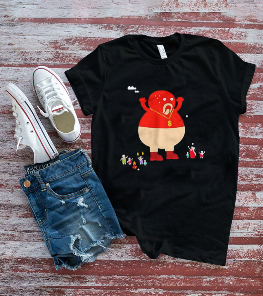 Simon Oxley Neanderfools Giant Red Character Dollar Necklace T-Shirt