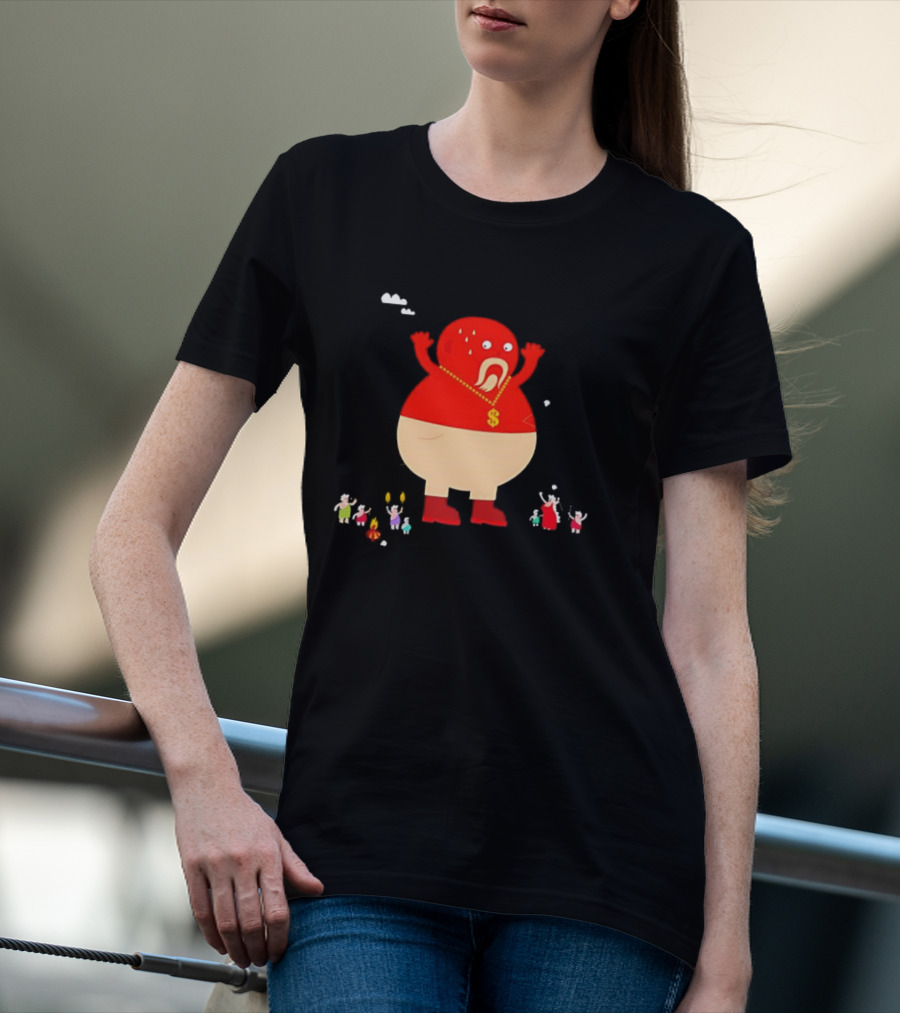 Simon Oxley Neanderfools Giant Red Character Dollar Necklace T-Shirt