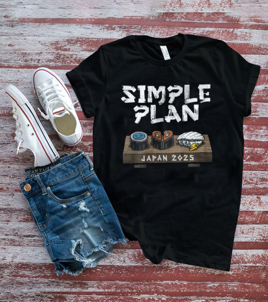 Simple Plan Japan 2025 Sushi Icons T-Shirt