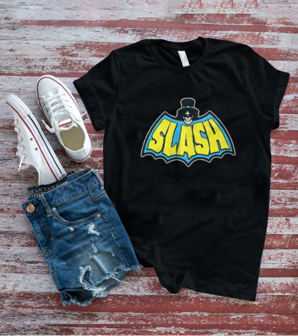 SLASH Batman Inspired Logo With Top Hat And Skull T-Shirt